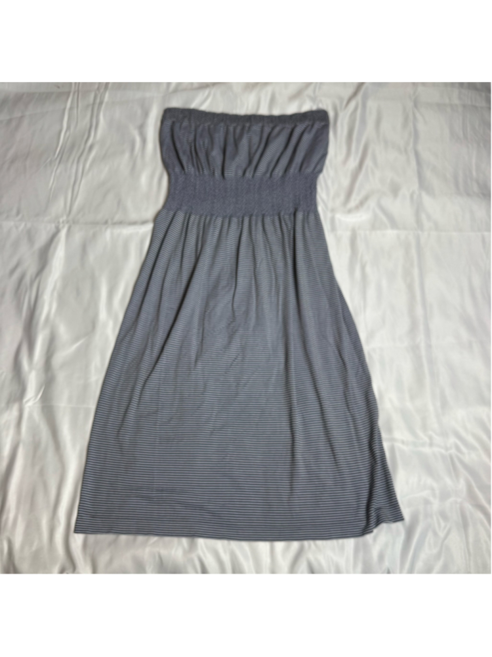 Women's Lark & Grey Strapless Striped Dress Size L Navy White